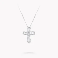 Graff Baguette Cut Diamond Cross Pendant^ Platinum|Classic Graff
