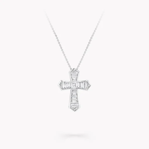 Graff Baguette Cut Diamond Cross Pendant^ Platinum|Classic Graff