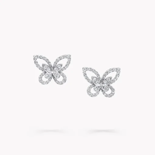 Graff Butterfly Silhouette Diamond Mini Stud Earrings^ White Gold|Butterfly