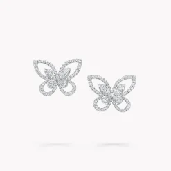 Graff Butterfly Silhouette Diamond Stud Earrings^ White Gold|Butterfly