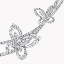 Graff Butterfly Silhouette Diamond Double Row Necklace^ White Gold|Butterfly