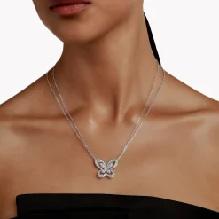Graff Butterfly Silhouette Large Diamond Pendant^ White Gold|Butterfly