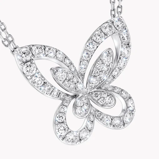 Graff Butterfly Silhouette Large Diamond Pendant^ White Gold|Butterfly