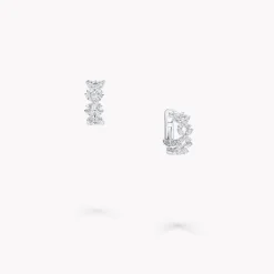 Graff Classic Butterfly Diamond Petite Hoop Earrings^ White Gold|White Diamond