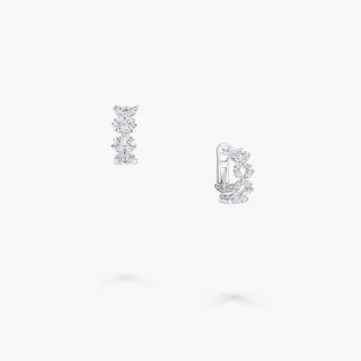 Graff Classic Butterfly Diamond Petite Hoop Earrings^ White Gold|White Diamond