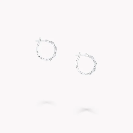 Graff Classic Butterfly Diamond Petite Hoop Earrings^ White Gold|White Diamond