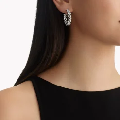 Graff Classic Butterfly Diamond Hoop Earrings^ White Gold|White Diamond