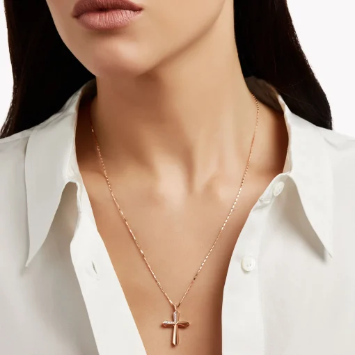 Graff Cross Pendant^ Rose Gold|Classic Graff