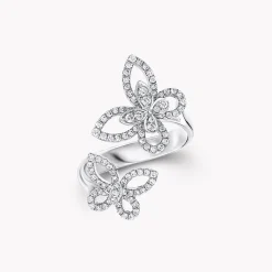 Graff Double Butterfly Silhouette Diamond Ring^ White Gold|Butterfly