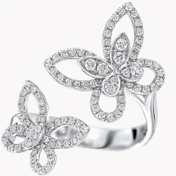 Graff Double Butterfly Silhouette Diamond Ring^ White Gold|Butterfly