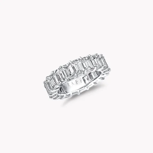 Graff Emerald Cut Diamond Wedding Band^ Eternity Rings|Platinum