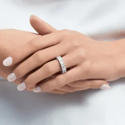 Graff Emerald Cut Diamond Wedding Band^ Eternity Rings|Platinum
