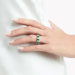 Graff Emerald Cut Emerald and Diamond Wedding Band^ Eternity Rings|For Her