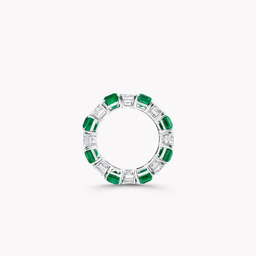 Graff Emerald Cut Emerald and Diamond Wedding Band^ Eternity Rings|For Her