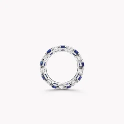 Graff Emerald Cut Sapphire and Diamond Wedding Band^ Eternity Rings|For Her