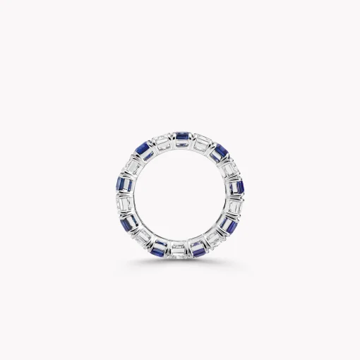 Graff Emerald Cut Sapphire and Diamond Wedding Band^ Eternity Rings|For Her