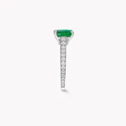 Graff Flame Emerald Cut Emerald and Diamond Engagement Ring^ Emerald|Flame