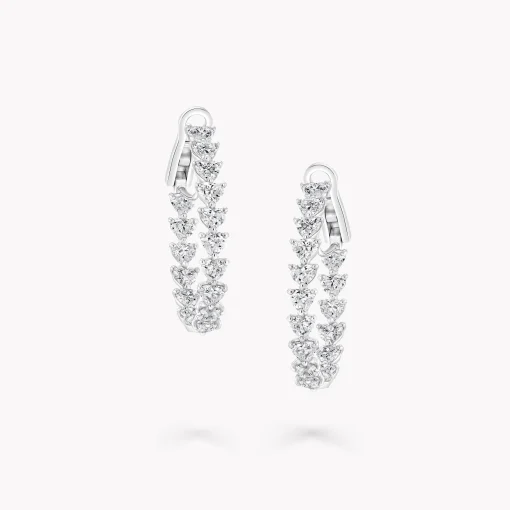 Graff Heart Shape Diamond Hoop Earrings^ Bridal Jewelry|White Diamond