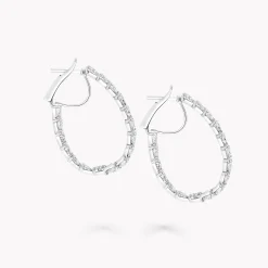Graff Heart Shape Diamond Hoop Earrings^ Bridal Jewelry|White Diamond