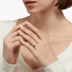 Graff Icon Cushion Cut Yellow and White Diamond Engagement Ring^ Cushion|Icon