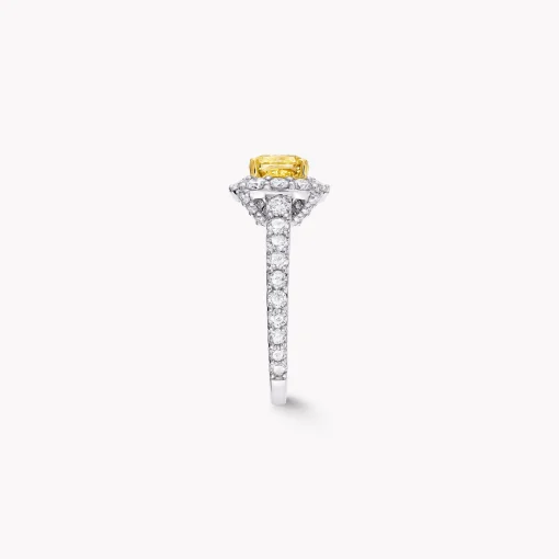 Graff Icon Cushion Cut Yellow and White Diamond Engagement Ring^ Cushion|Icon