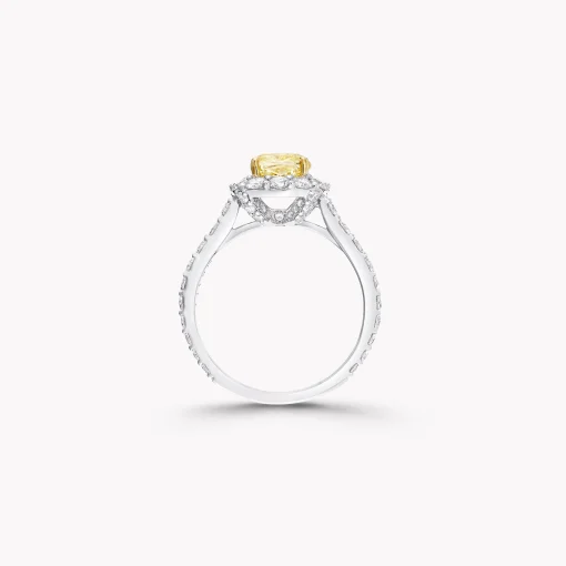 Graff Icon Cushion Cut Yellow and White Diamond Engagement Ring^ Cushion|Icon