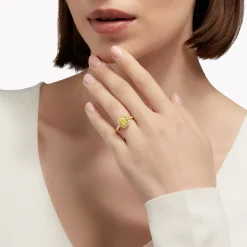 Graff Icon Cushion Cut Yellow Diamond Engagement Ring^ Cushion|Icon