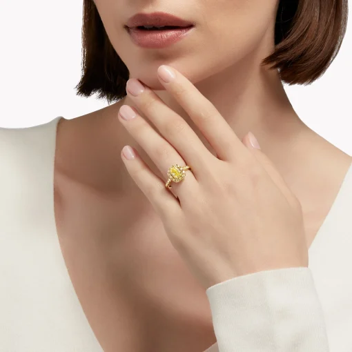 Graff Icon Cushion Cut Yellow Diamond Engagement Ring^ Cushion|Icon