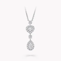 Graff Icon Heart and Pear Shape Diamond Drop Necklace^ White Gold|White Diamond