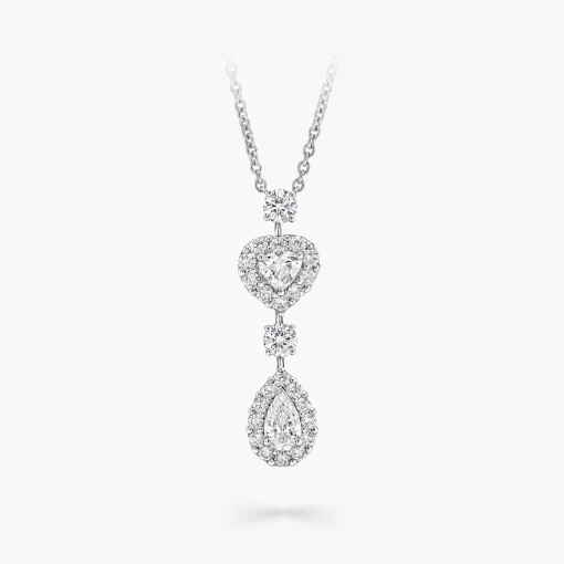 Graff Icon Heart and Pear Shape Diamond Drop Necklace^ White Gold|White Diamond