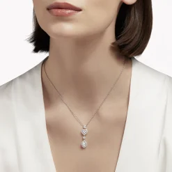 Graff Icon Heart and Pear Shape Diamond Drop Necklace^ White Gold|White Diamond