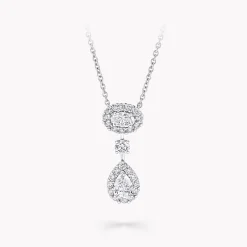 Graff Icon Oval and Pear Shape Diamond Drop Necklace^ White Gold|White Diamond