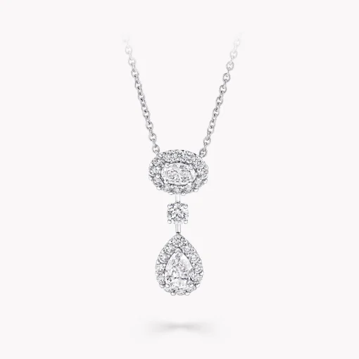Graff Icon Oval and Pear Shape Diamond Drop Necklace^ White Gold|White Diamond