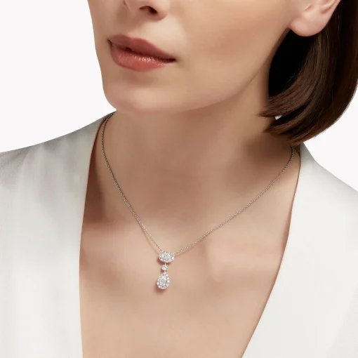 Graff Icon Oval and Pear Shape Diamond Drop Necklace^ White Gold|White Diamond