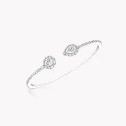 Graff Icon Round and Pear Shape Open Diamond Bangle^ White Gold|White Diamond
