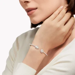 Graff Icon Round and Pear Shape Open Diamond Bangle^ White Gold|White Diamond