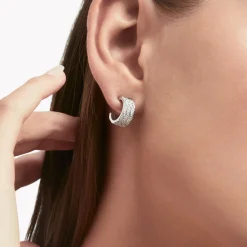 Graff Laurence Signature Pavé Diamond Hoop Earrings^ White Gold|Earrings