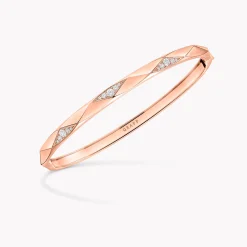 Graff Laurence Signature Faceted Pavé Diamond Bangle^ Rose Gold|White Diamond
