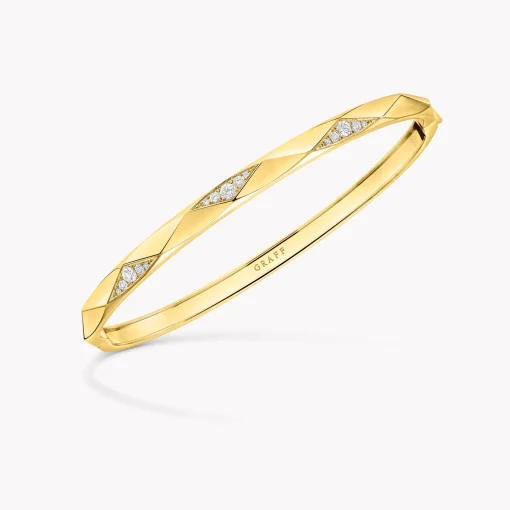 Graff Laurence Signature Faceted Pavé Diamond Bangle^ Yellow Gold|White Diamond
