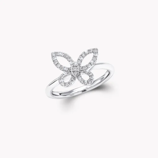 Graff Mini Butterfly Silhouette Diamond Ring^ White Gold|Butterfly