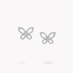 Graff Mini Butterfly Silhouette Diamond Earrings^ White Gold|Butterfly