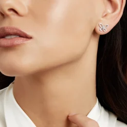 Graff Mini Butterfly Silhouette Diamond Earrings^ White Gold|Butterfly