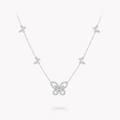 Graff Multi Butterfly Silhouette Diamond Pendant^ White Gold|Butterfly