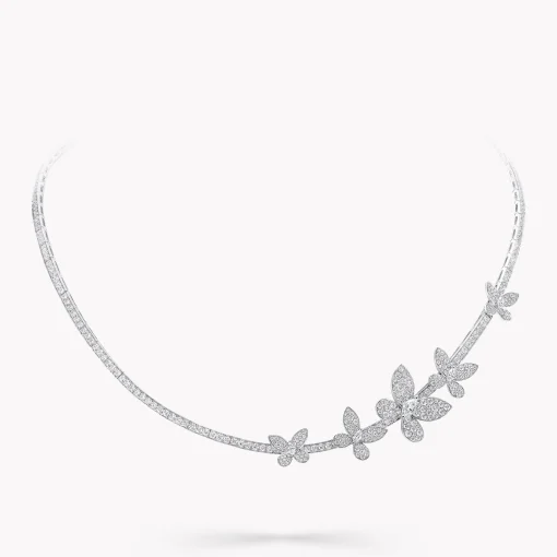 Graff Pavé Butterfly Abstract Diamond Necklace^ Bridal Jewelry|Butterfly