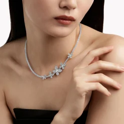 Graff Pavé Butterfly Abstract Diamond Necklace^ Bridal Jewelry|Butterfly