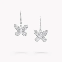 Graff Pavé Butterfly Diamond Drop Earrings^ White Diamond|Butterfly