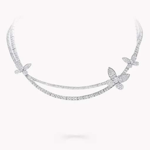 Graff Pavé Butterfly Diamond Necklace^ White Gold|White Diamond