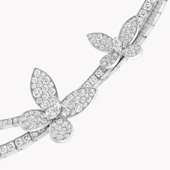 Graff Pavé Butterfly Diamond Necklace^ White Gold|White Diamond