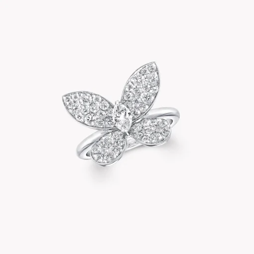 Graff Pavé Butterfly Diamond Ring^ White Gold|White Diamond