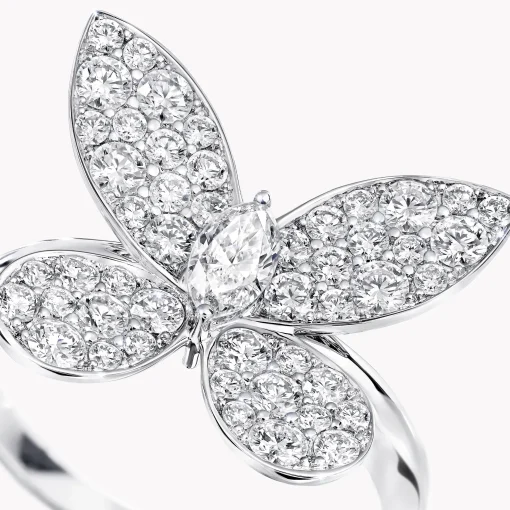 Graff Pavé Butterfly Diamond Ring^ White Gold|White Diamond